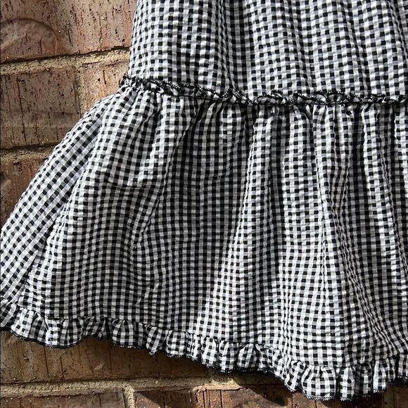 She + Sky Classic Black and White Gingham Drawstring Short Elastic Waist Skirt M - Picture 12 of 16